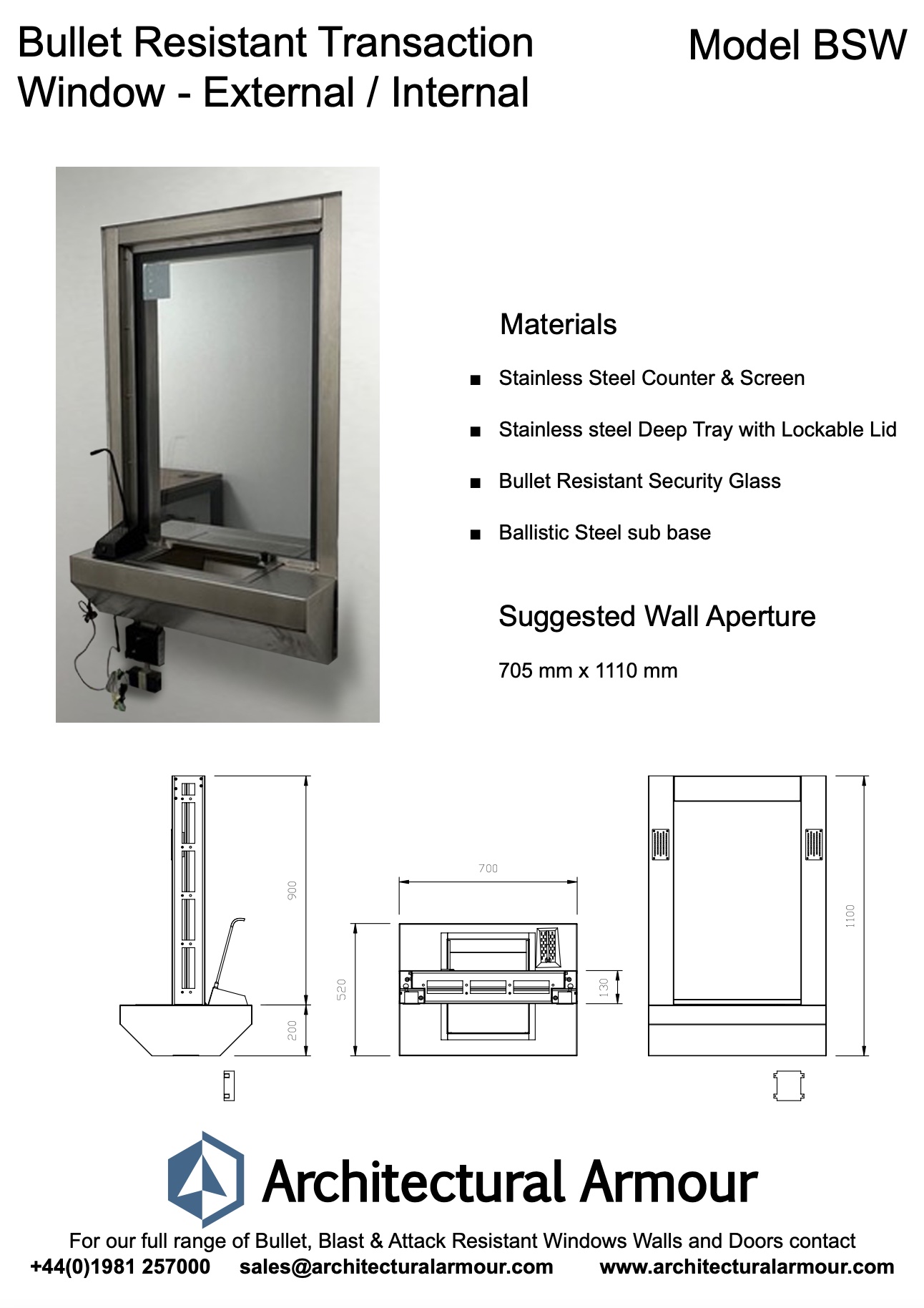 Bullet Resistant Transaction Window