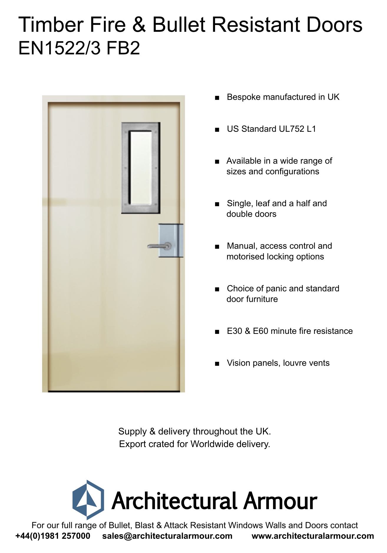 en1522/3 fb2 fire and bullet resistant door