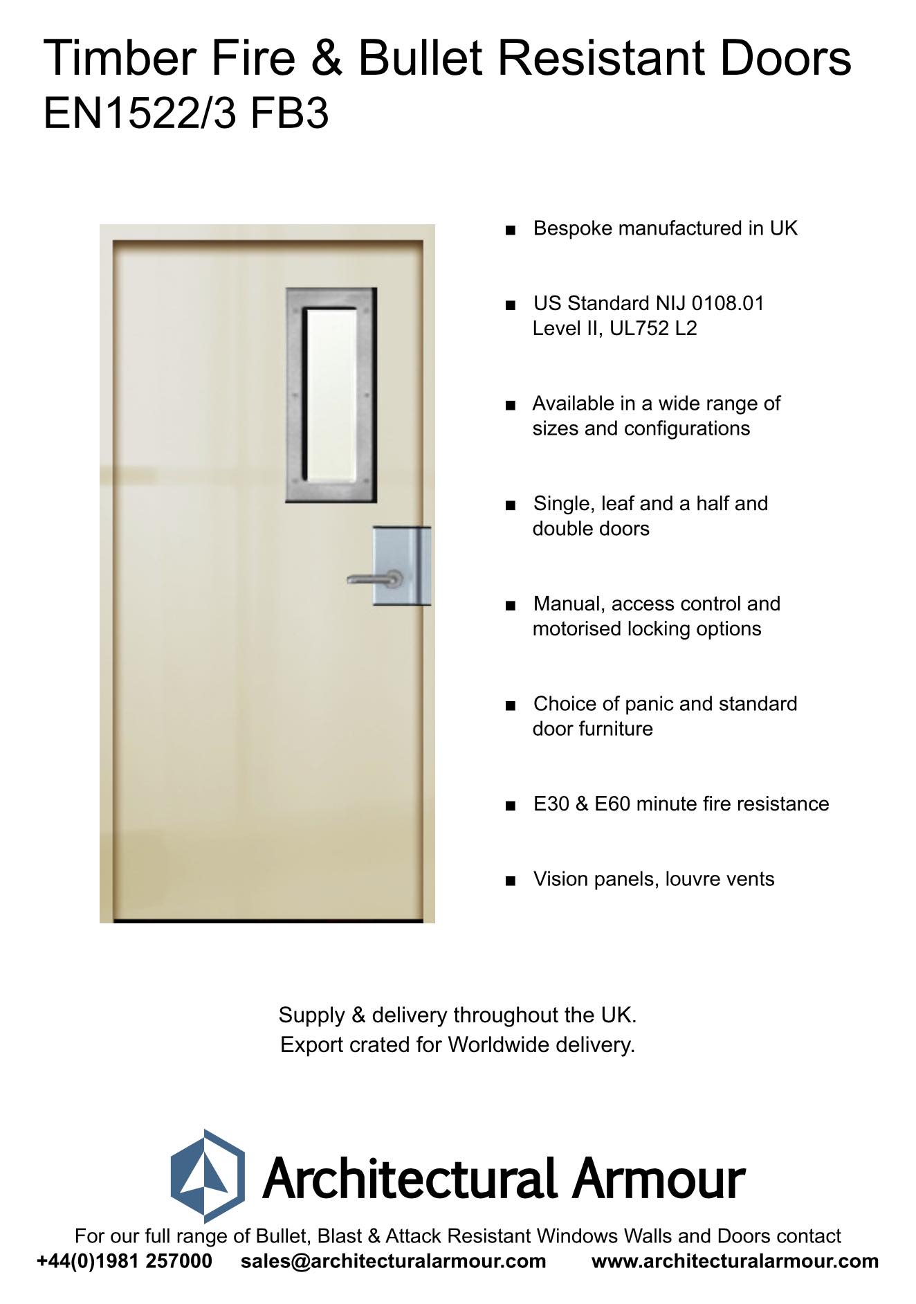 en1522/3 fb3 fire and bullet resistant door