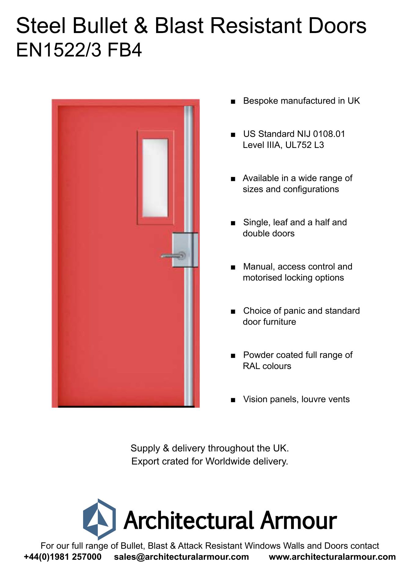 en1522/3 fb3 steel bullet and blast door