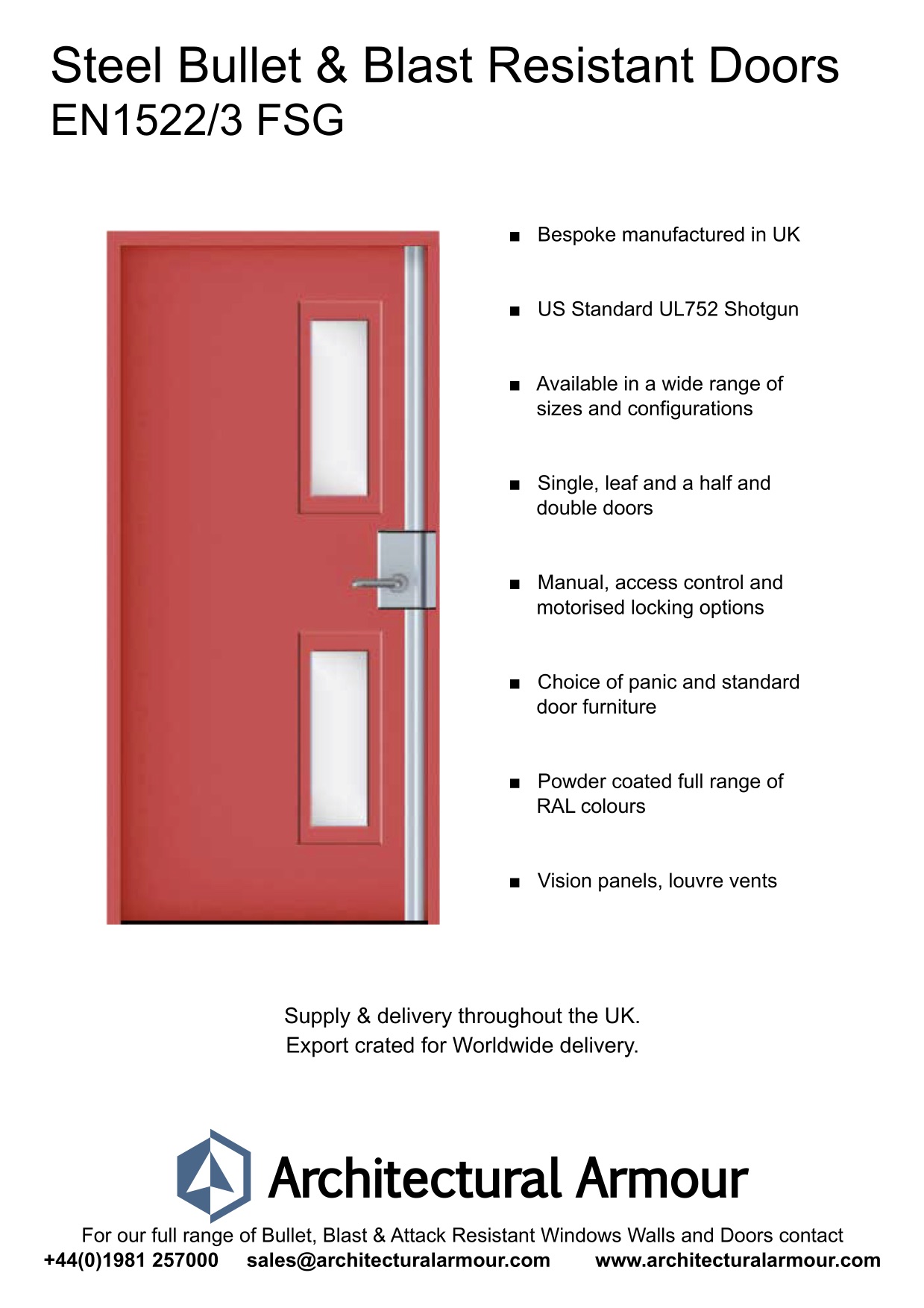 Blast-and-bulletproof-Steel-Door-Vision Panels-EN1522-3-FSG