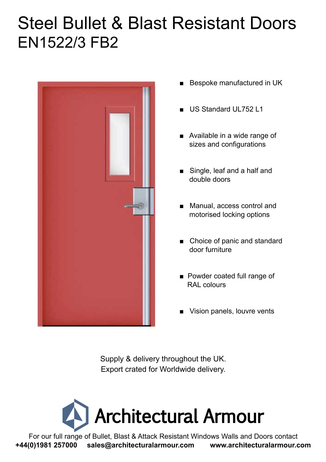 EN1522-3-FB2-Single-Slim-Vision-Panel-Blast-and-Bullet-Resistant-Steel-Door