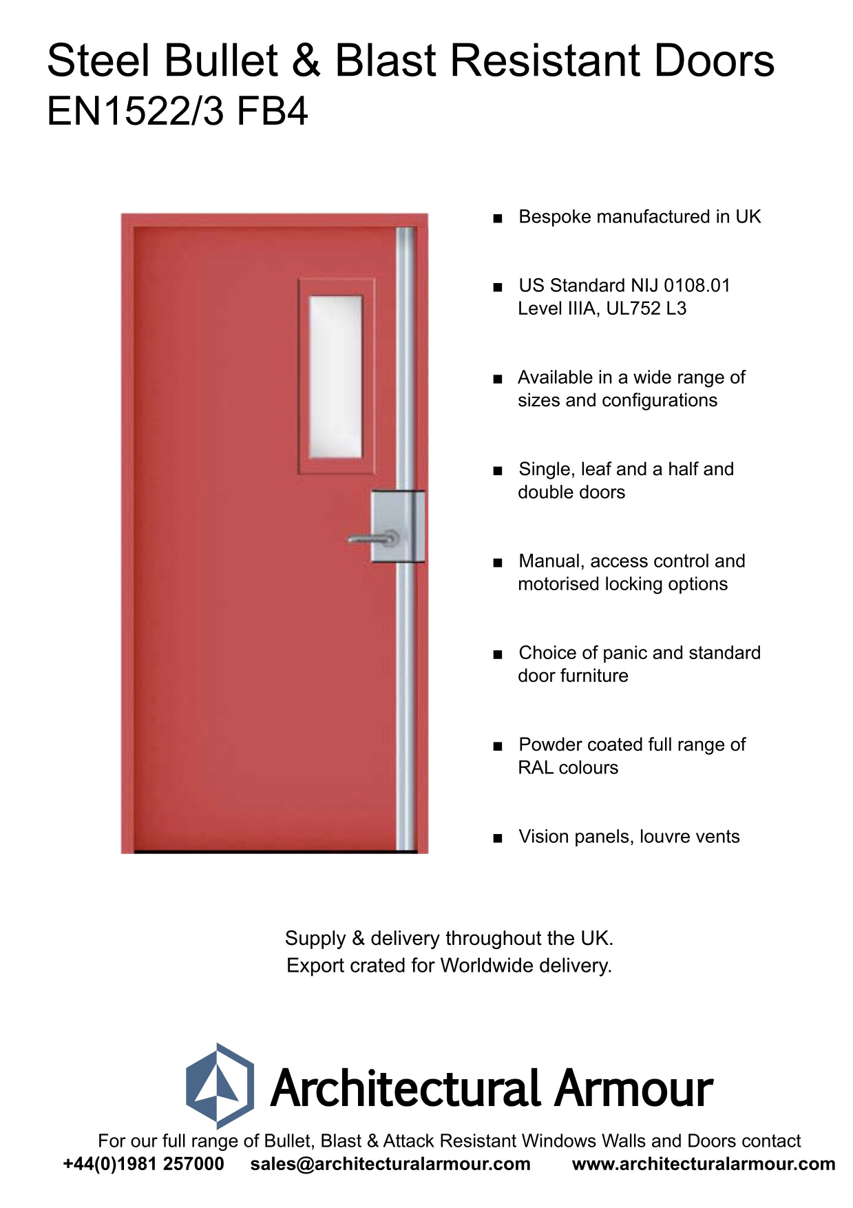 EN1522-3-FB4-Single-Slim-Vision-Panel-Blast-and-Bullet-Resistant-Steel-Door