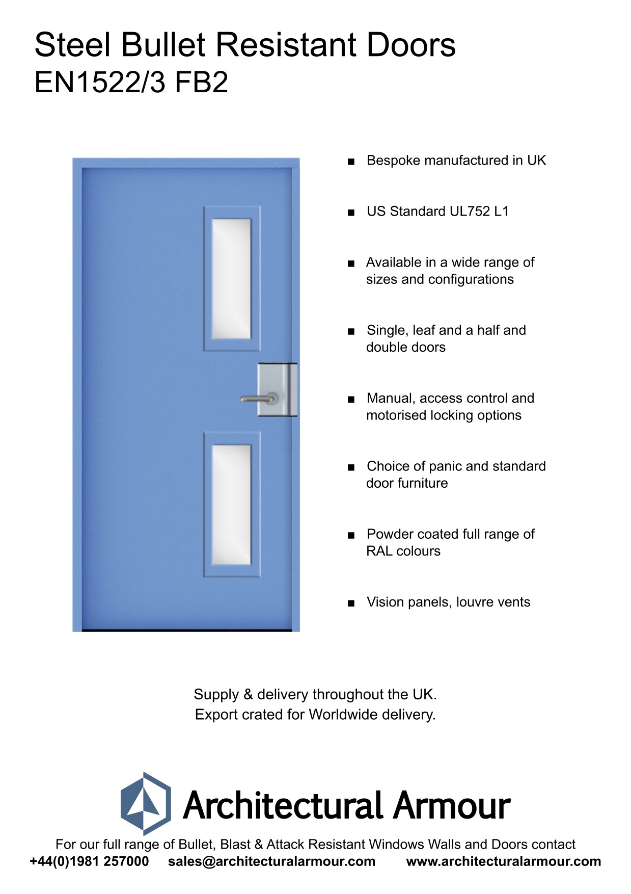  EN1522-3-FB2-Bullet-Resistant-Metal-Security-Door-UK