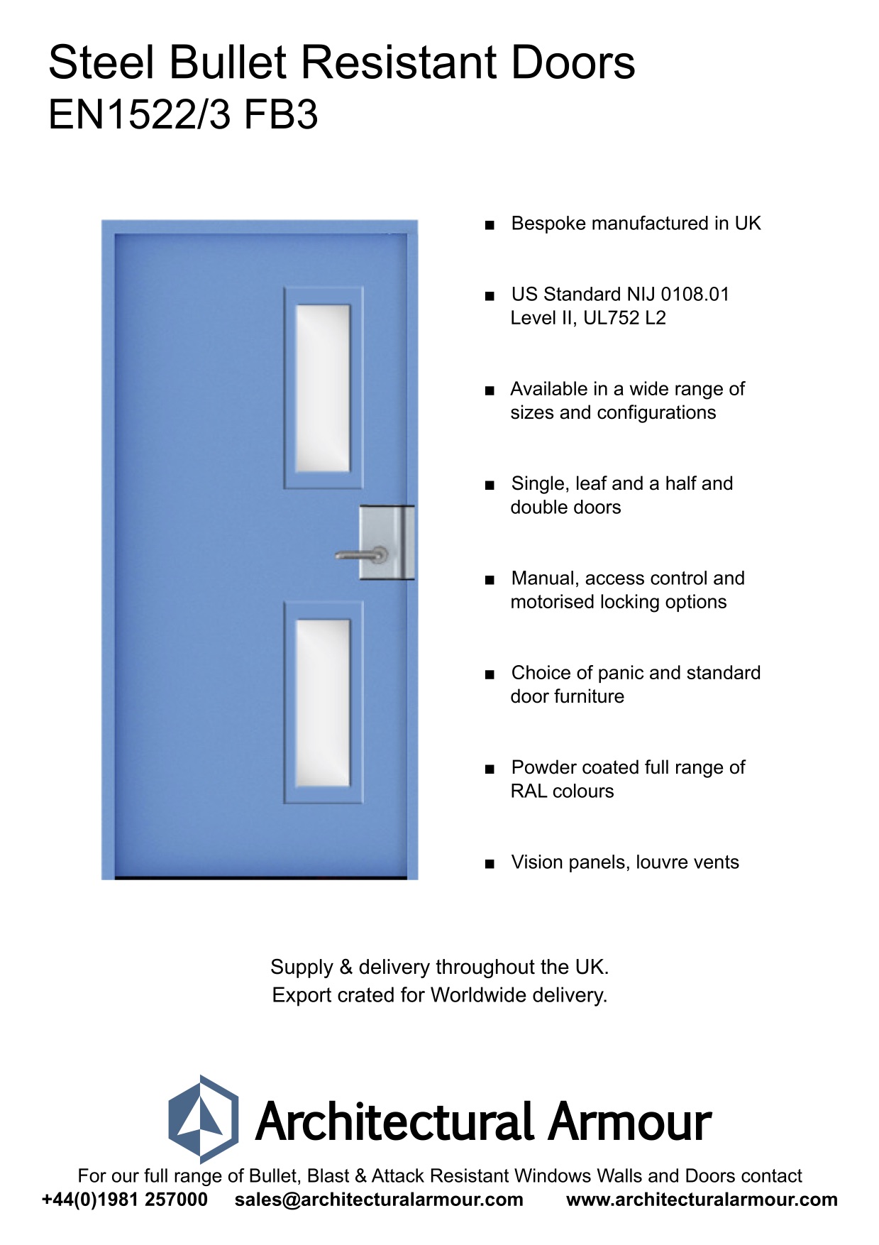  EN1522-3-FB3-Bullet-Resistant-Metal-Security-Door-UK