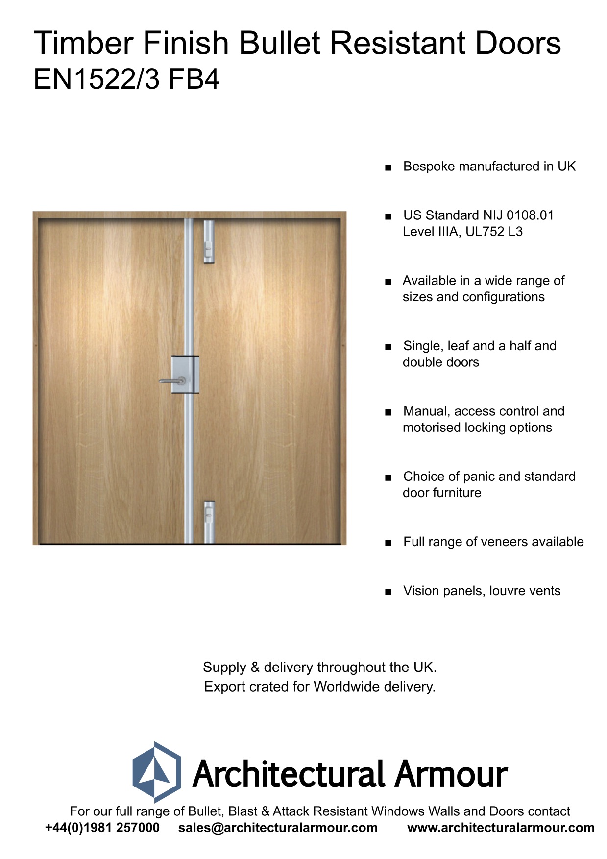 Bullet-Resistant-Timber-Finish-Double-Doors-NIJ-0108-01-LEVEL-II