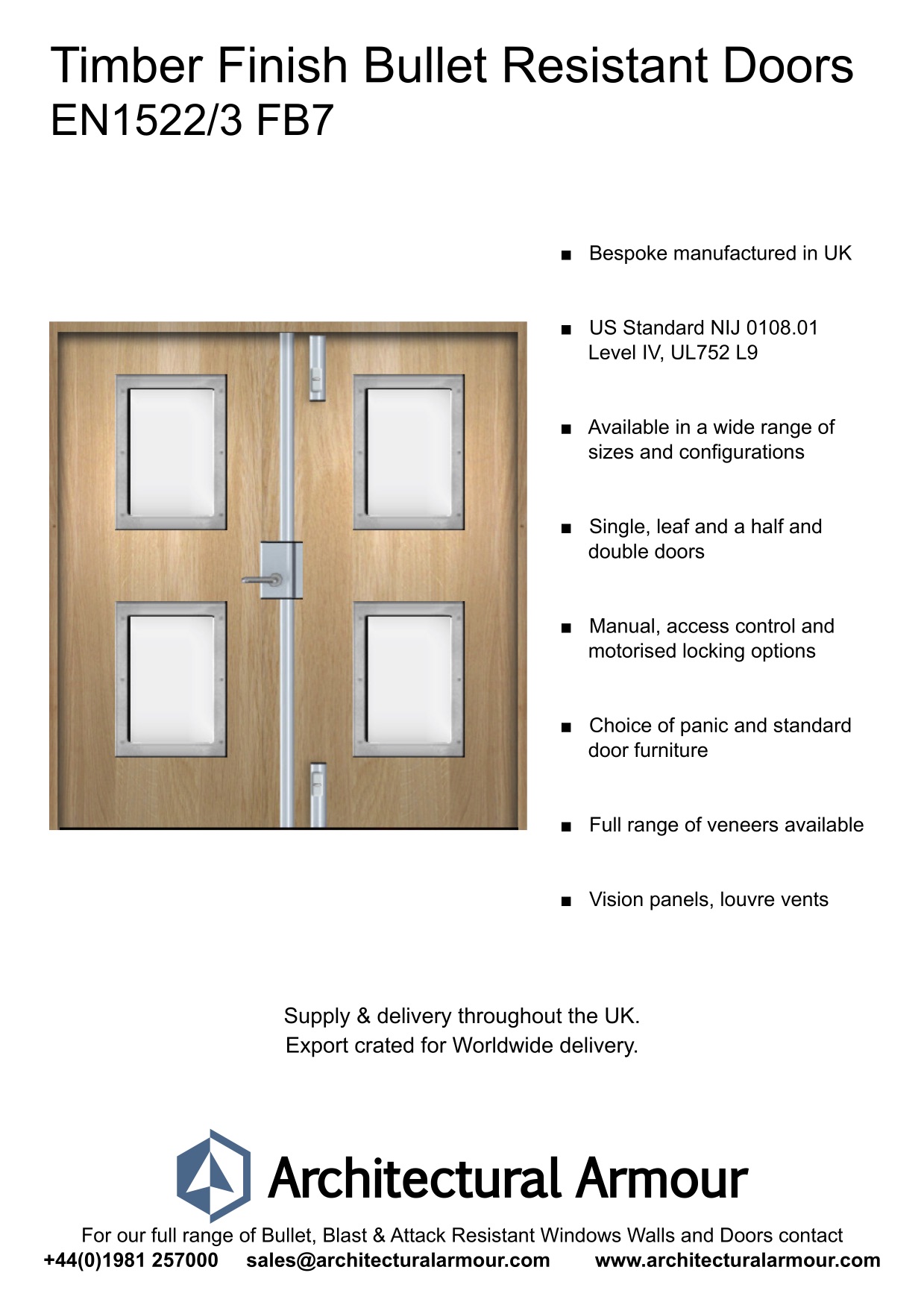 Bullet-Resistant-Timber-Finish-Double-Doors-NIJ-0108-01-LEVEL-IV