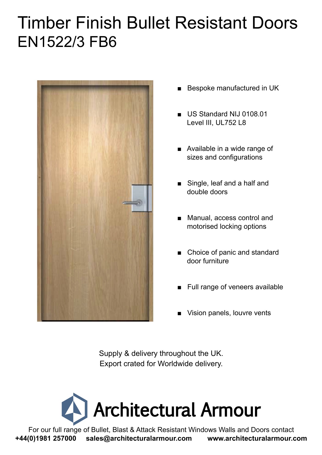 Bulletproof-EN1522-3-FB6-7.62x51-rifle-Timber-Finish-Door