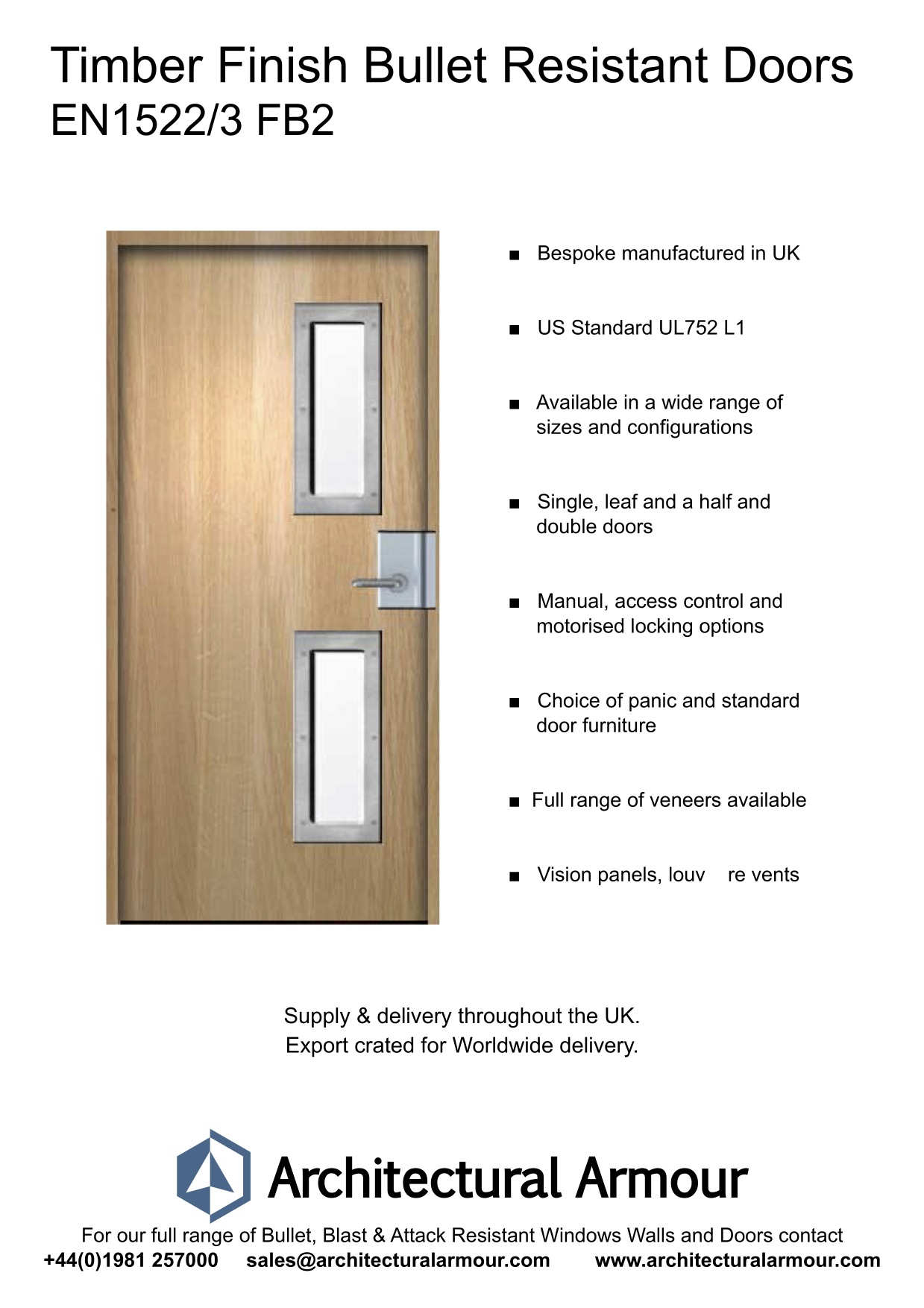 EN1522-3-FB2-Bullet-Resistant-Security-Timber-Finish-Door