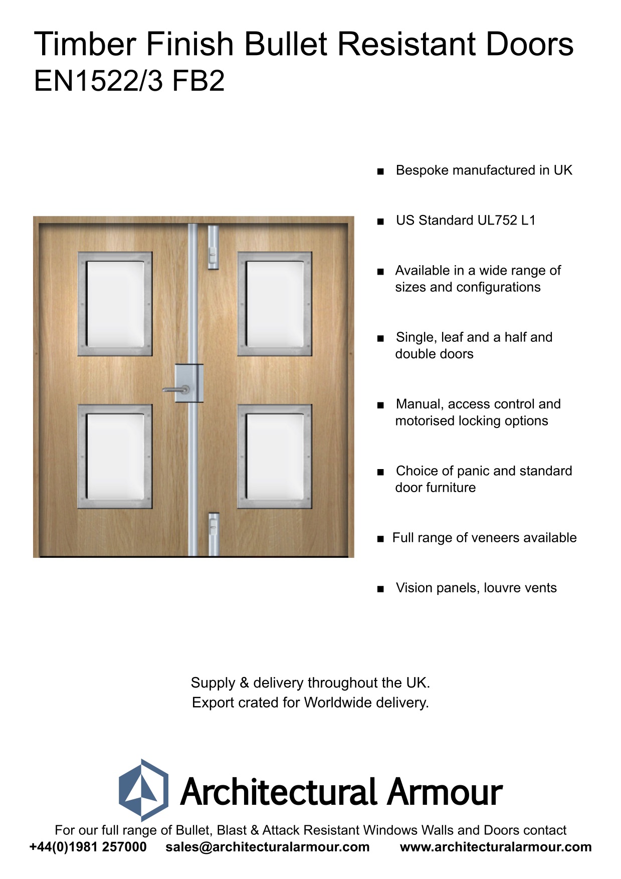 EN1522-3-FB2-Bullet-Resistant-Wood-Finish-Doors