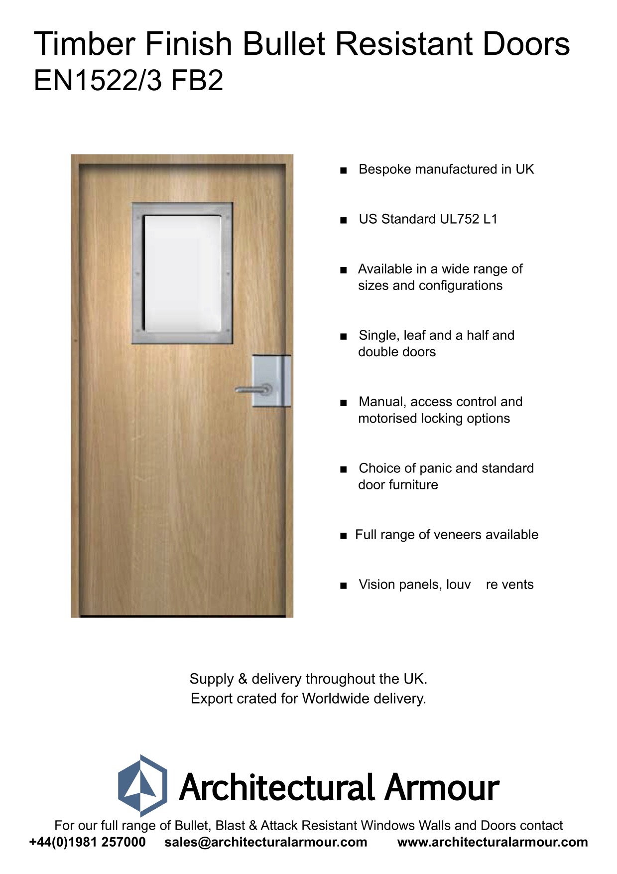 EN1522-3-FB2-Vision-Panel-Bullet-Resistant-Timber-Finish-Door
