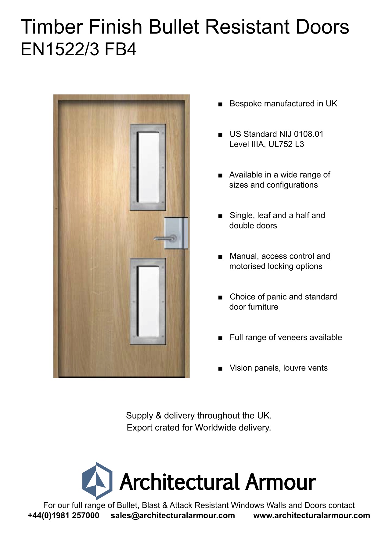 EN1522-3-FB4-Bullet-Resistant-Timber-Finish-Door