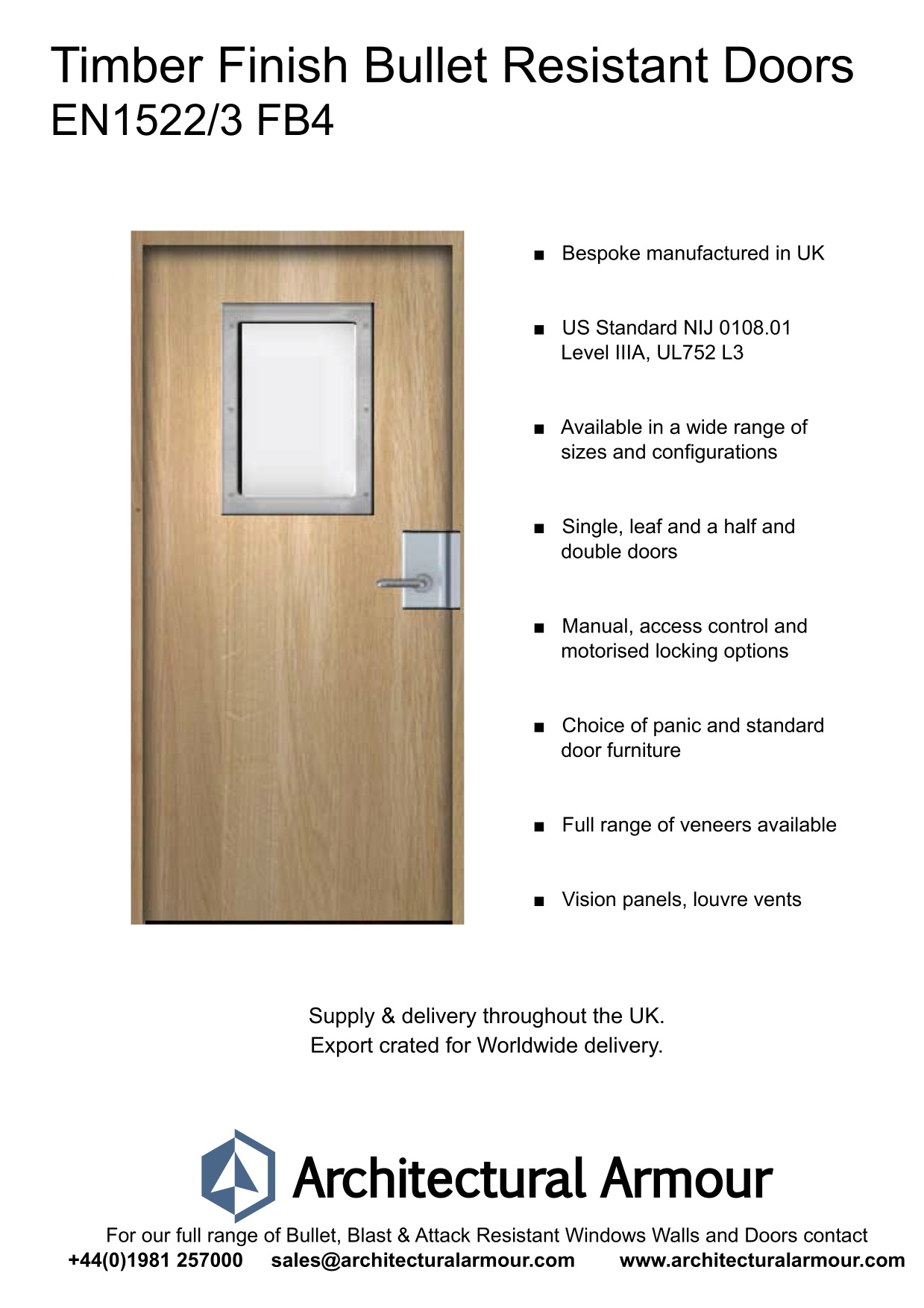 EN1522-3-FB4-Vision-Panel-Bullet-Resistant-Timber-Finish-Door