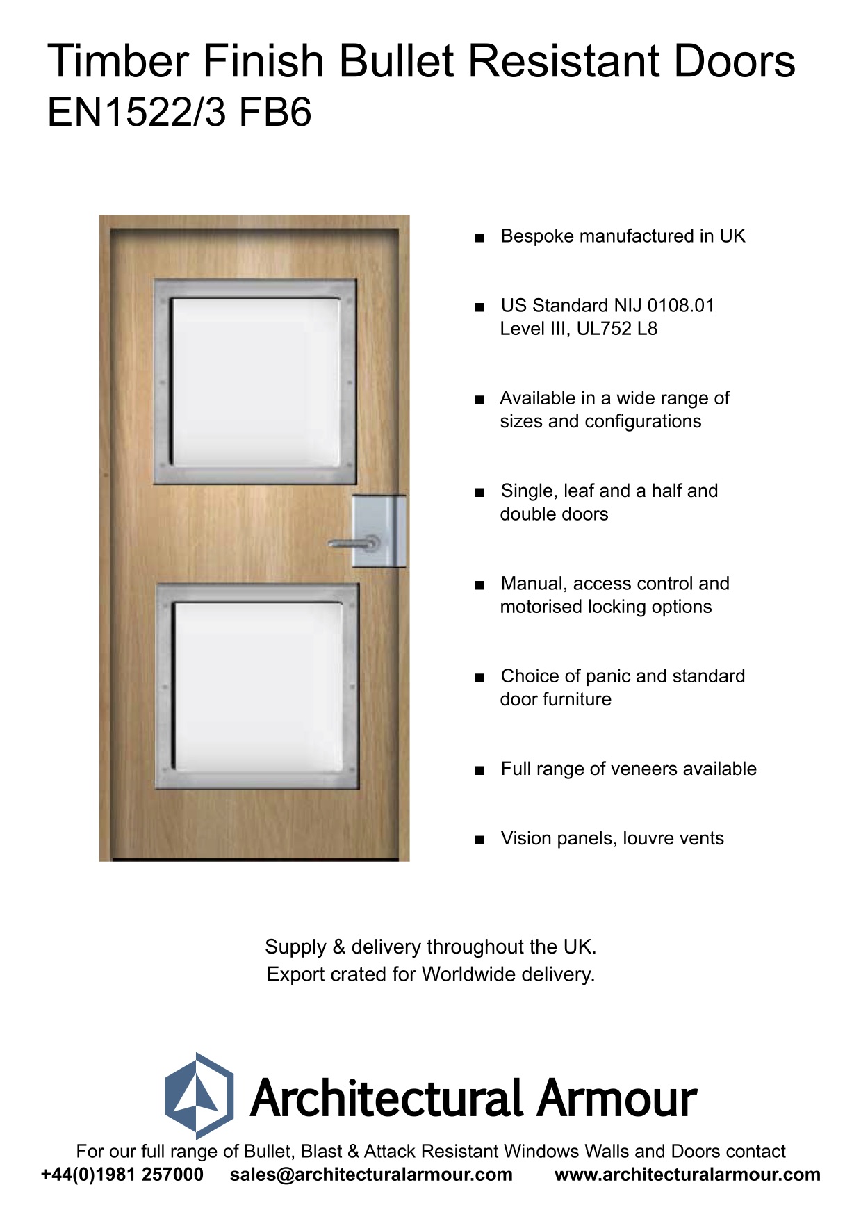 EN1522-3-FB6-Bullet-Resistant-Timber-Finish-Door-Vision-Panel-BR6