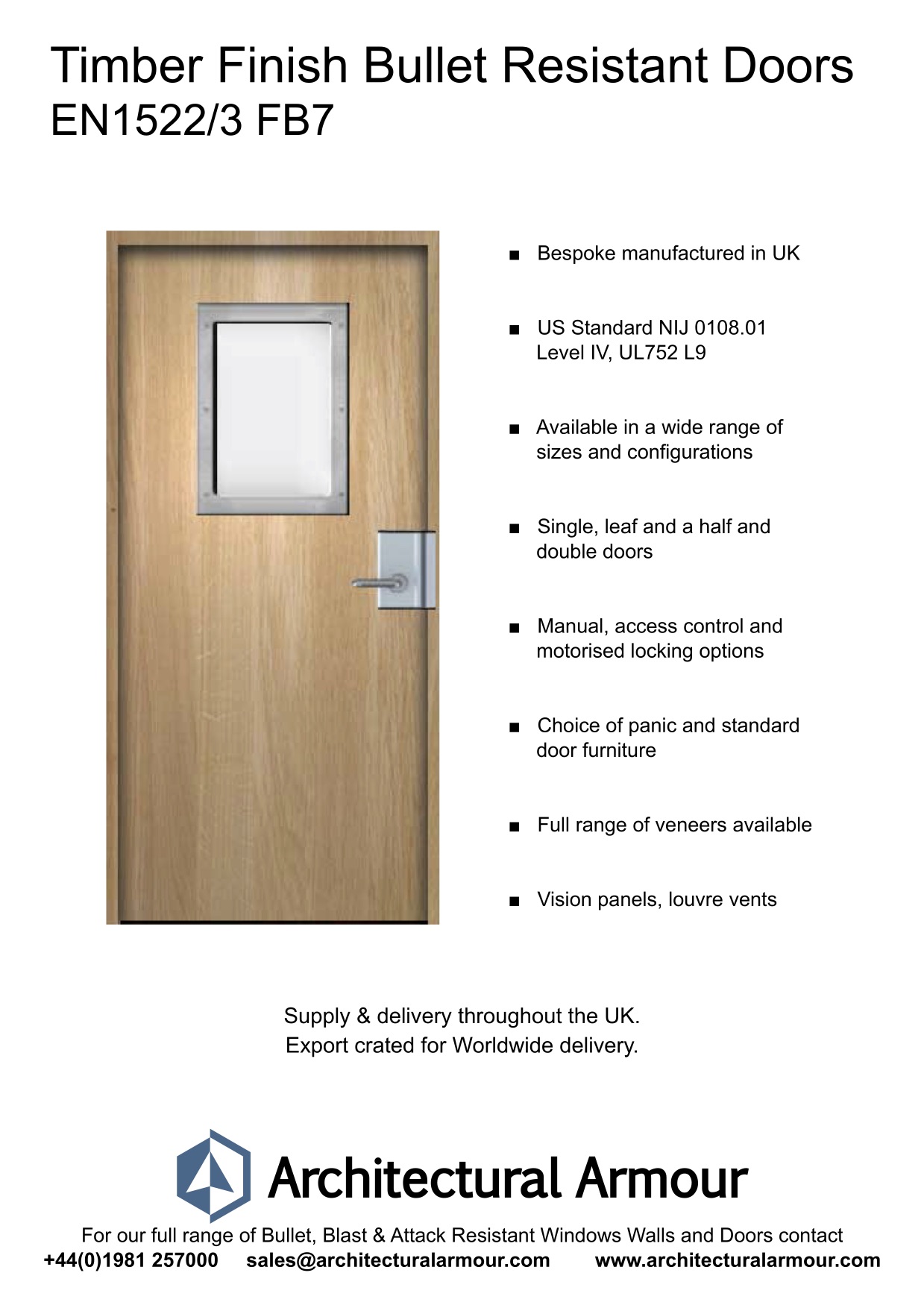 EN1522-3-FB7-Vision-Panel-Bullet-Resistant-Timber-Finish-Door