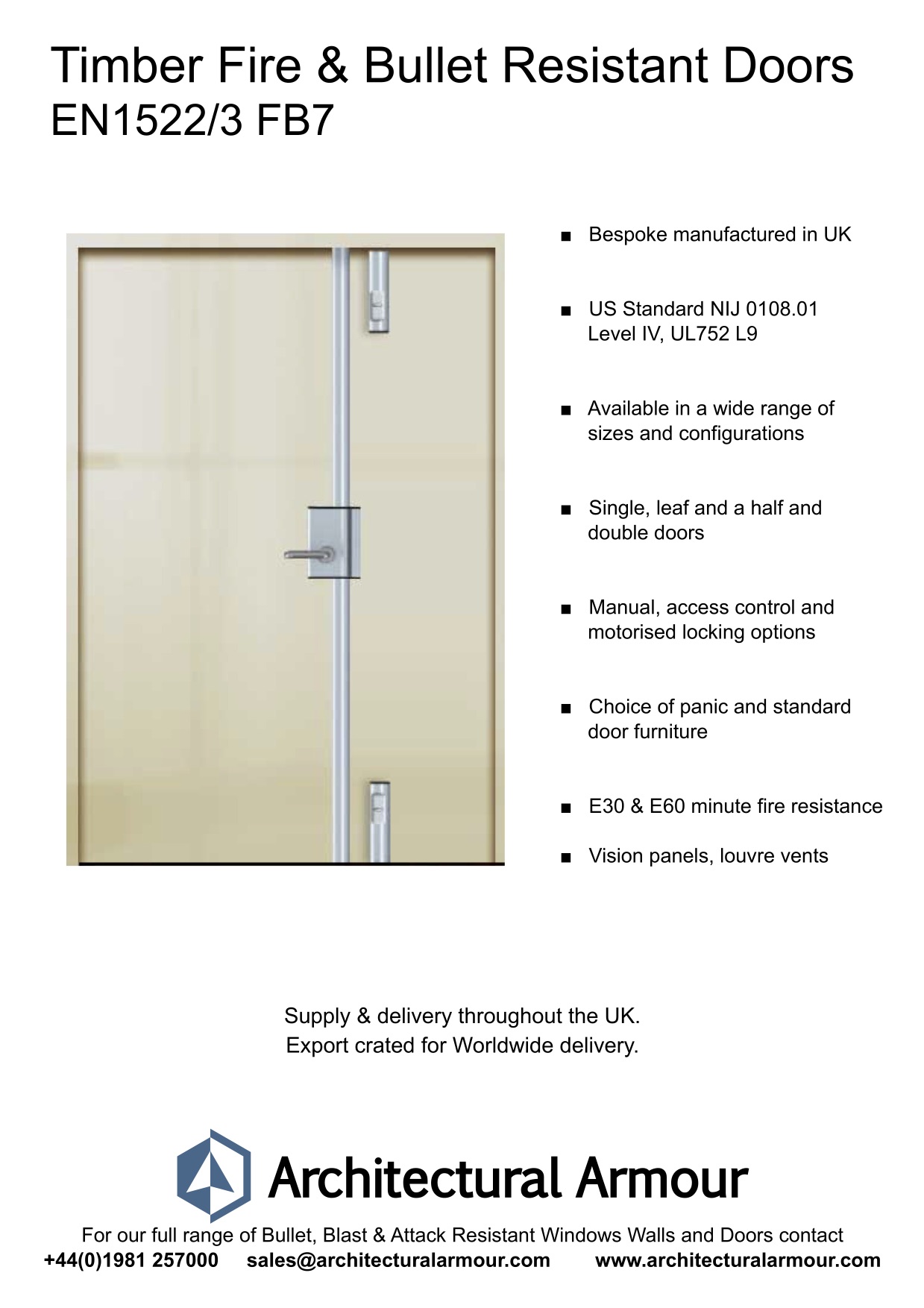 Fire Resistant-and-Bullet-Resistant-EN1522-3-FB7-Timber-Doors