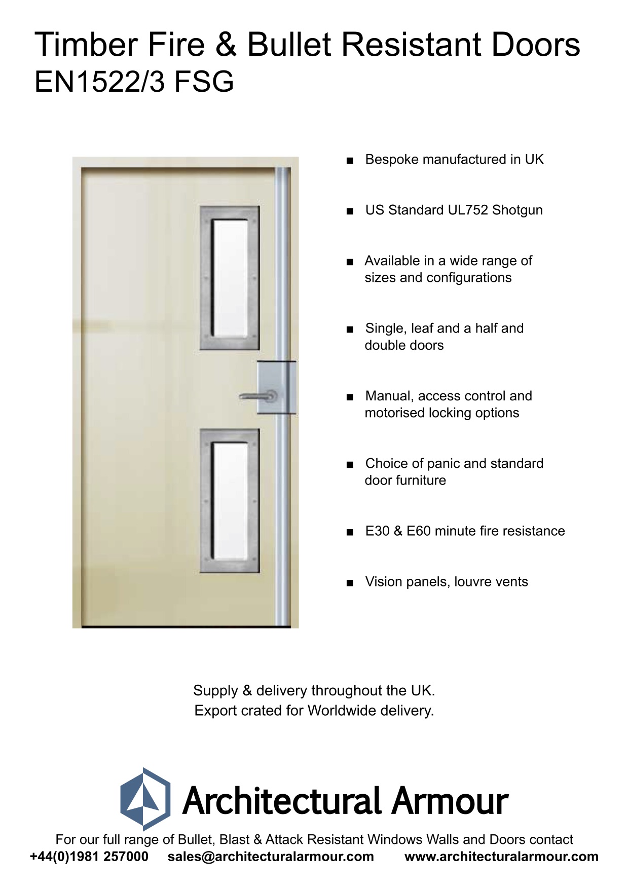 Fire-and-Bulletproof-Timber Door-EN1522-3-FSG