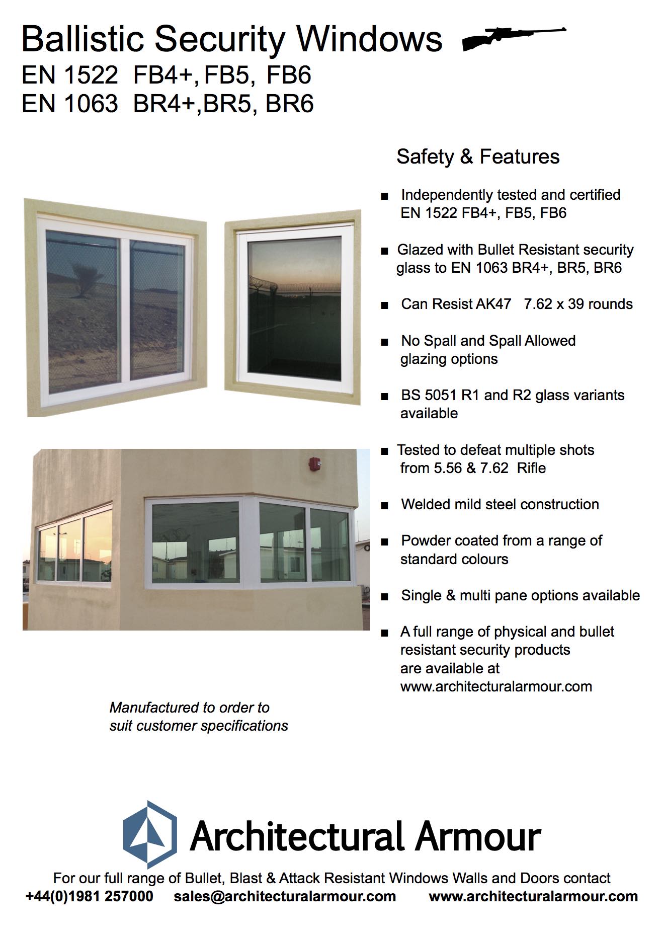 EN 1063 BR6 EN 1522 FB6 Bullet Resistant Window Image