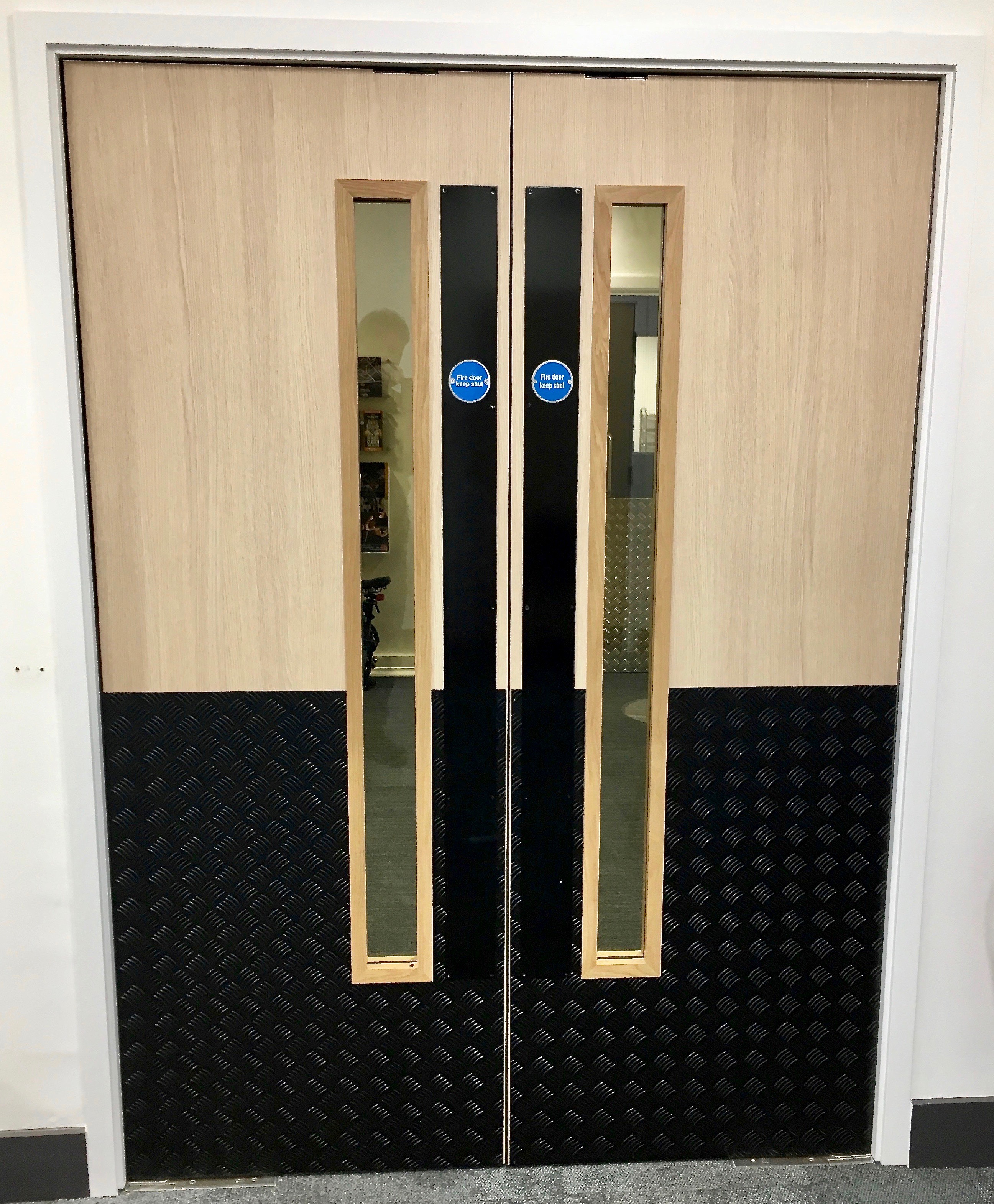 double fire door with vision panels